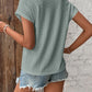 Eyelet V-Neck Short Sleeve Blouse Womens Blouse   