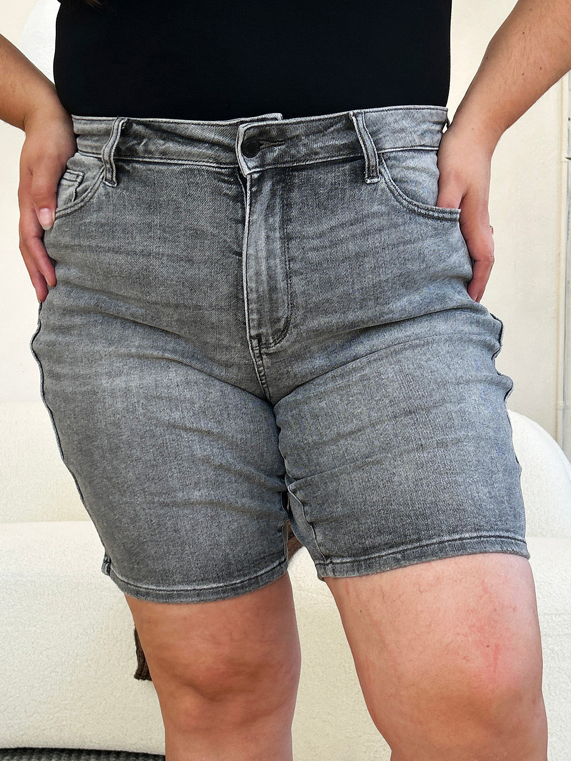 Judy Blue Full Size High Waist Washed Denim Shorts Womens Denim Shorts   