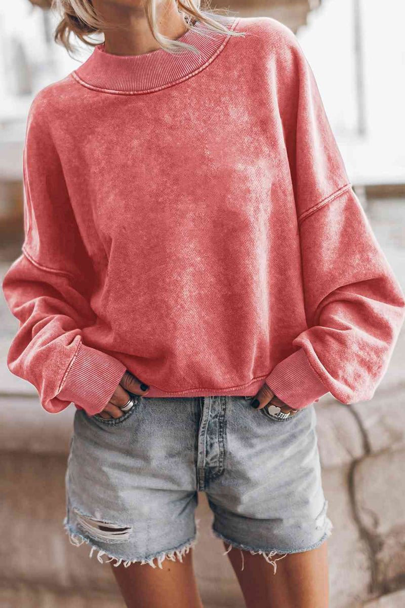 Round Neck Dropped Shoulder Sweatshirt sweatshirt Strawberry S 