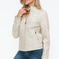 Snobbish PU Leather Biker Jacket with Side Zip Pockets Womens Jacket