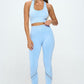 Seamless Two Piece Yoga mineral washed active set Activewear Set Blue S 