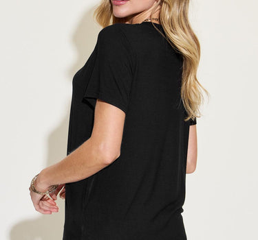 Basic Bae Full Size V-Neck High-Low T-Shirt