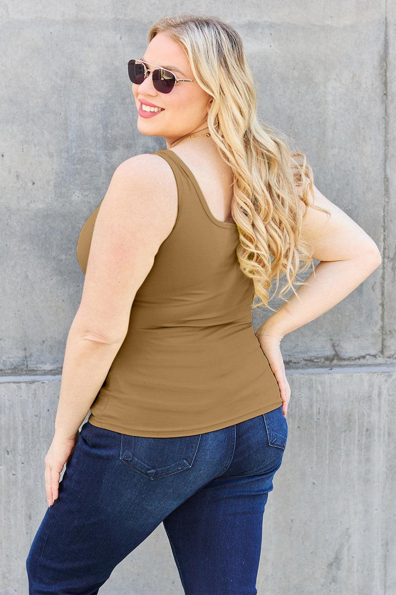 Basic Bae Full Size Square Neck Wide Strap Tank - Three Mad Hatters Mercantile 