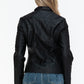 Snobbish Faux Leather Zip Up Mock Neck Jacket Womens Jacket