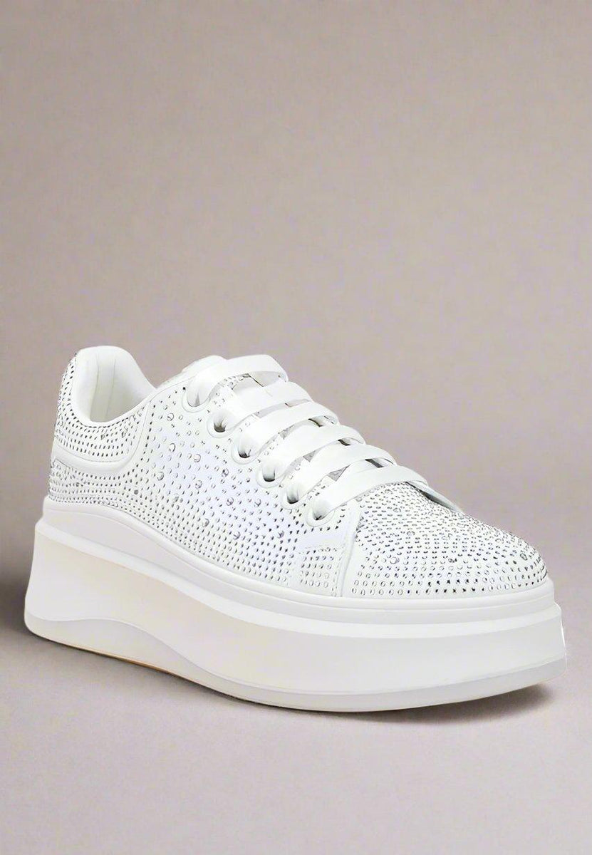Jitter Bug Rhinestones Embellished Chunky Sneakers - Three Mad Hatters Mercantile 