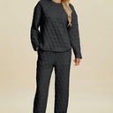 Double Take Textured Long Sleeve Top and Pants Set