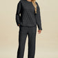 Double Take Textured Long Sleeve Top and Pants Set Lounge Set Black S