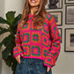 Crochet Patchwork Round Neck Pullover Sweater Top Sweater   