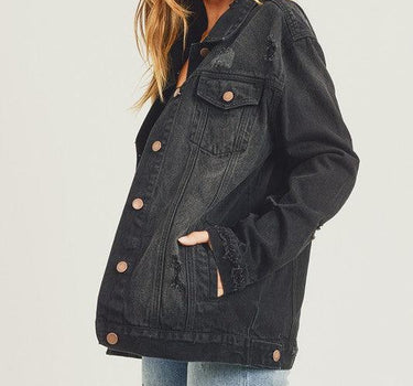 RISEN Distressed Long Sleeve Denim Jacket