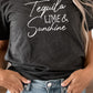 Tequila Lime and Sunshine Party Time Graphic Tee  Heather Charcoal S 