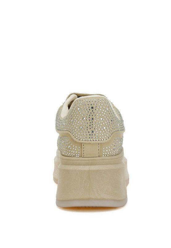 Jitter Bug Rhinestones Embellished Chunky Sneakers - Three Mad Hatters Mercantile 