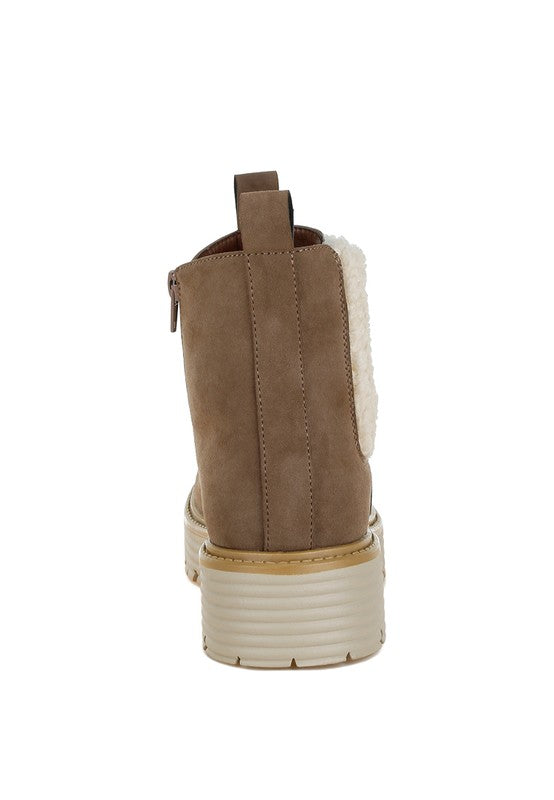 Mothman Faux Fur Detail Chunky Ankle Boots Faux Fur Detail Chunky Ankle Boots   