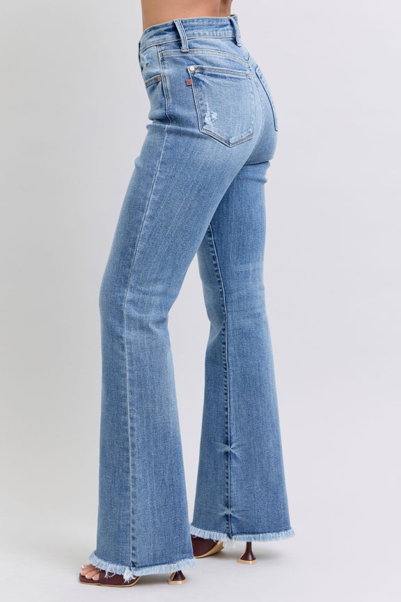 Judy Blue Raw Hem High Rise Bootcut Jeans Womens Jeans