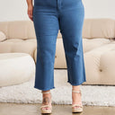 RFM Crop Chloe Tummy Control High Waist Raw Hem Jeans