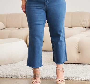 RFM Crop Chloe Tummy Control High Waist Raw Hem Jeans