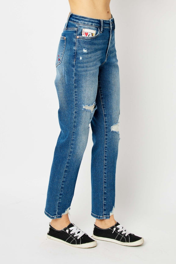 Judy Blue Distressed Slim Jeans Womens Jeans   