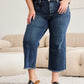 RFM Tummy Control High Waist Raw Hem Jeans Denim   