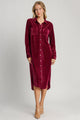 Umgee Texture Curved Hem Button Down Shirt Dress Womens Dresses Burgundy S