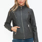 Snobbish Faux Leather Zip Up Mock Neck Jacket Womens Jacket