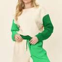Double Take Contrast Drop Shoulder Top and Shorts Set