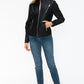 Snobbish Faux Leather Zip Up Mock Neck Jacket Womens Jacket