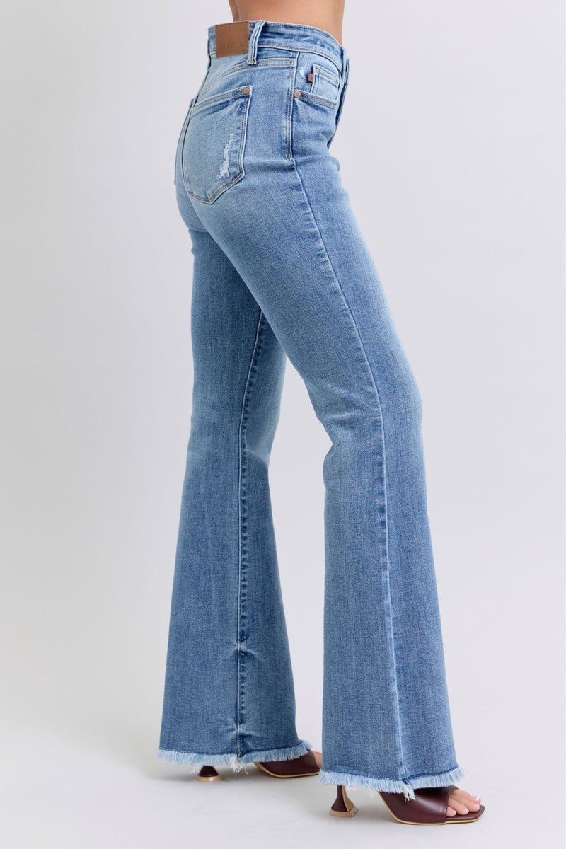 Judy Blue Raw Hem High Rise Bootcut Jeans Womens Jeans