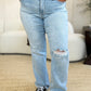 Judy Blue Full Size High Waist Distressed Straight Jeans Womens Straight Leg Jeans   