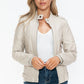 Snobbish PU Leather Biker Jacket with Side Zip Pockets Womens Jacket