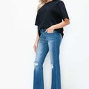 Bytos Raw Hem Distressed High Rise Bootcut Jeans