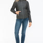 Snobbish Faux Leather Zip Up Mock Neck Jacket Womens Jacket