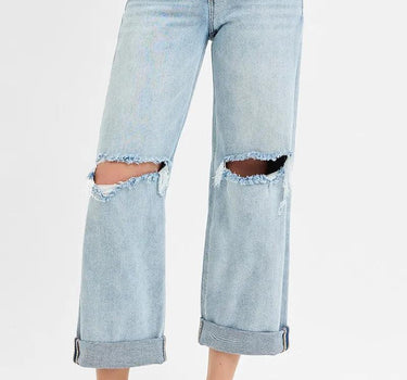 RISEN Mid Rise Fit Boyfriend Jeans with Cuff
