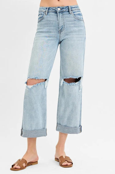 RISEN Mid Rise Fit Boyfriend Jeans with Cuff