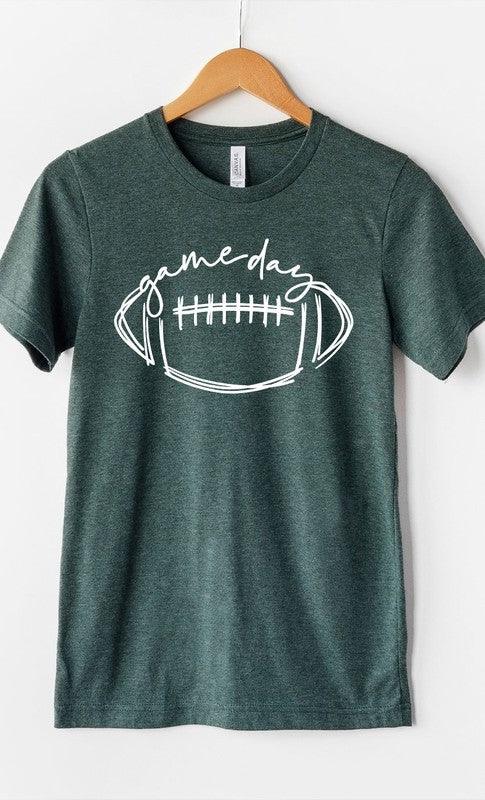 Cursive Football Game Day Graphic Tee - Three Mad Hatters Mercantile 