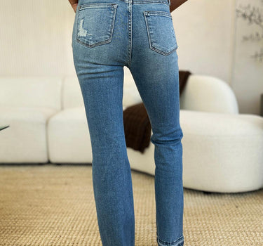 Judy Blue Full Size Mid Rise Destroyed Hem Distressed Jeans
