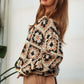 Crochet Patchwork Round Neck Pullover Sweater Top Sweater   