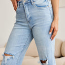 RFM Tummy Control High Waist Raw Hem Distressed Jeans