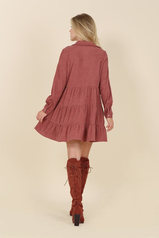 Corduroy tiered dress Womens Corduroy Dress   