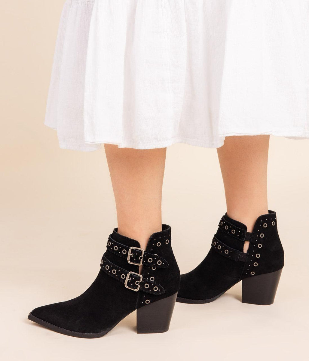 Elsa Leather Ankle Boot in Black - Three Mad Hatters Mercantile 