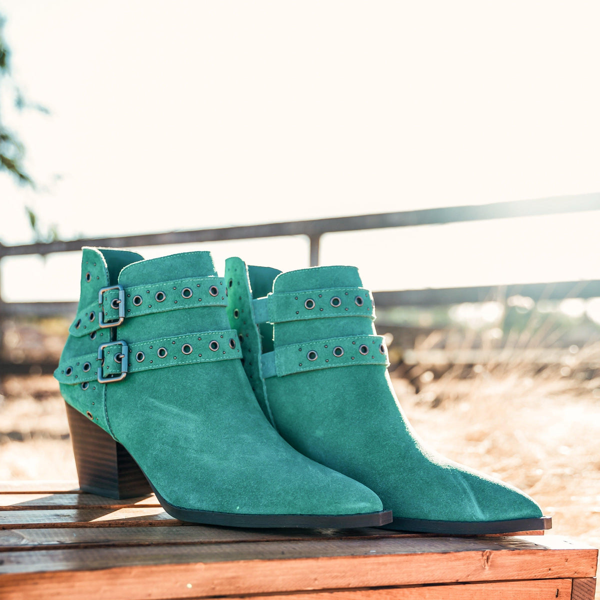 Elsa Leather Ankle Boot in Teal - Three Mad Hatters Mercantile 