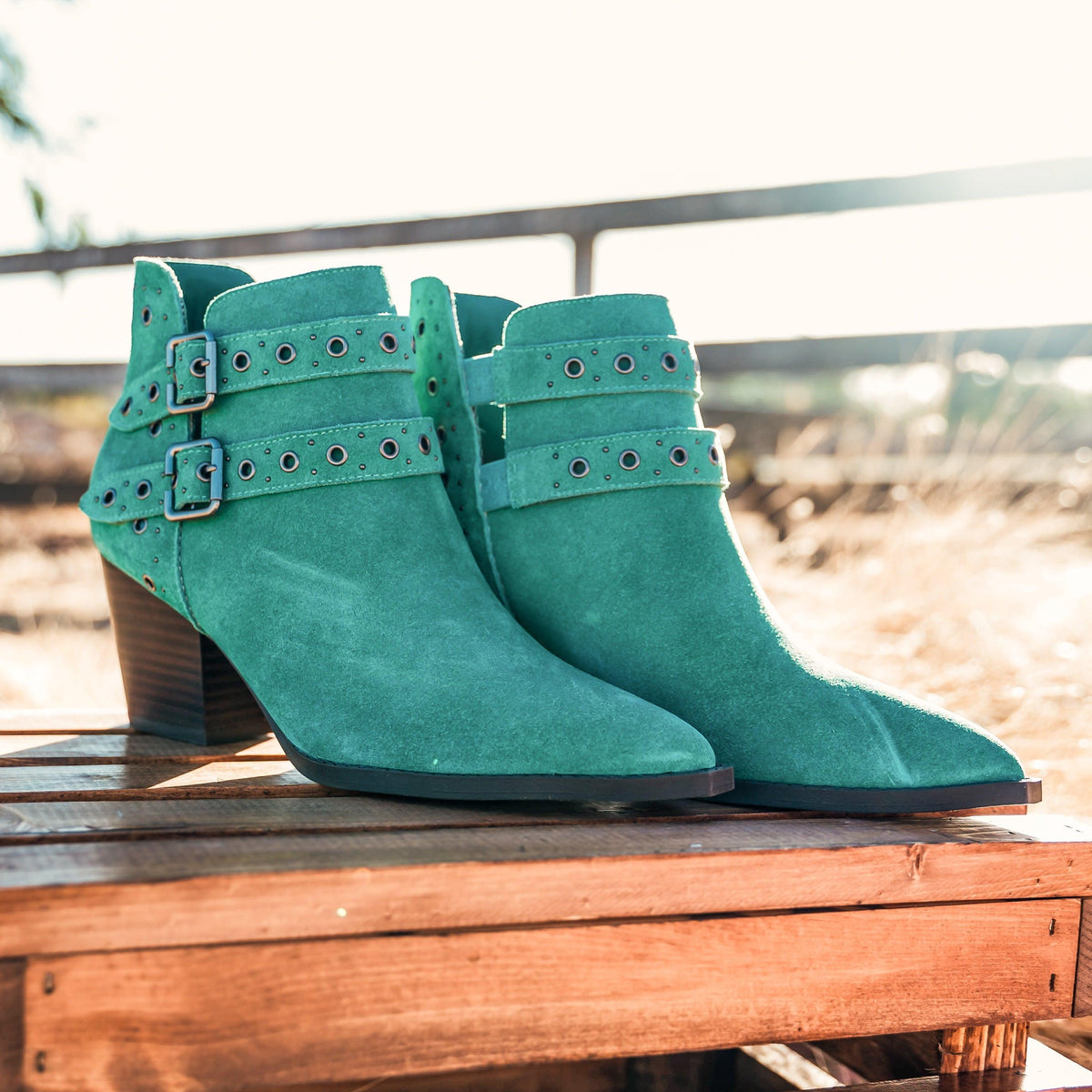 Elsa Leather Ankle Boot in Teal - Three Mad Hatters Mercantile 