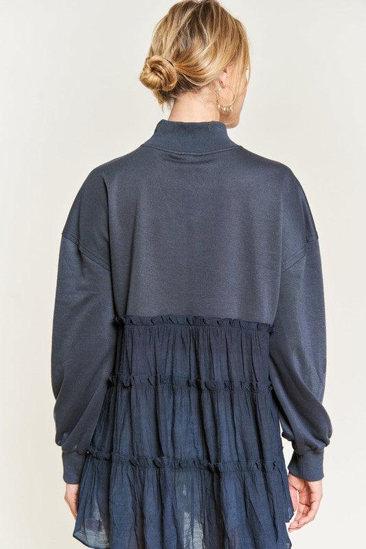 Cozy Chic- Mock Neck Tunic Knit Top - Three Mad Hatters Mercantile 