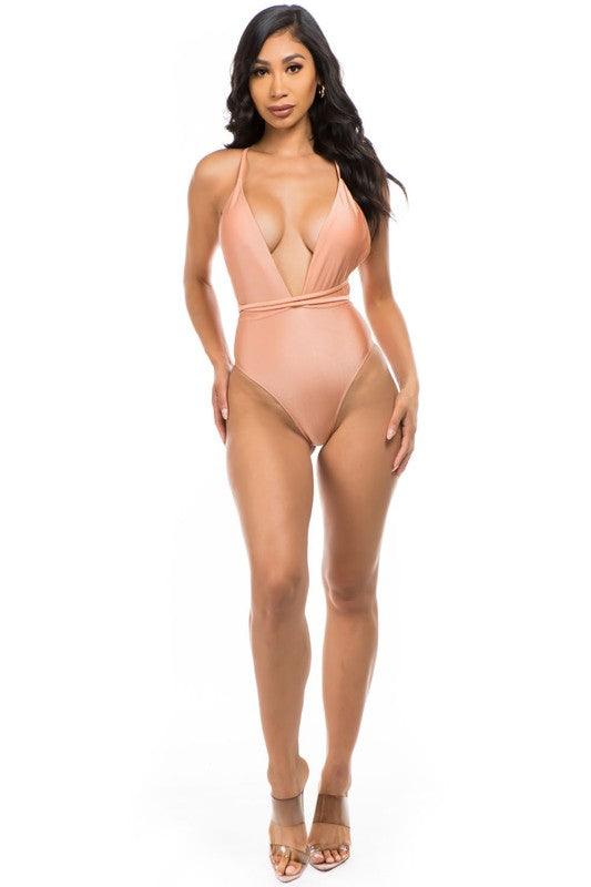 Sultry Waves: Crisscross Cut-Out One-Piece Swimsuit - Three Mad Hatters Mercantile 