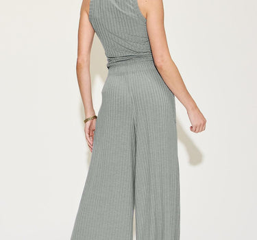 Basic Bae Ribbed Tank and Wide Leg Pants Set