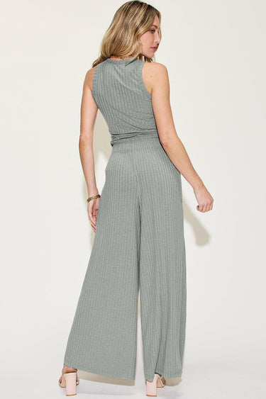 Basic Bae Ribbed Tank and Wide Leg Pants Set