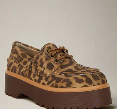 Onglur Leopard Print Suede Oxford Loafers