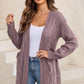 Cable-Knit Dropped Shoulder Cardigan Cardigan Lilac XL 