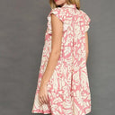 Umgee Two Tone Printed Ruffled Cap Sleeve Mini Dress Plus Size