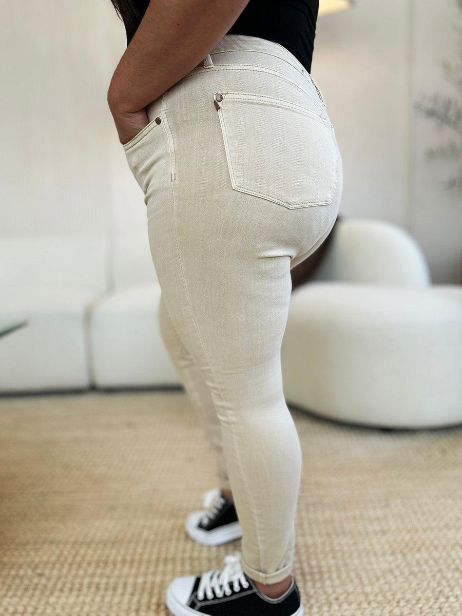 Judy Blue Full Size Garment Dyed Tummy Control Skinny Jeans - Three Mad Hatters Mercantile 