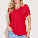 Basic Bae Full Size V-Neck High-Low T-Shirt