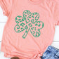 Green Leopard Clover Graphic Tee PLUS  Heather Sunset XXL 